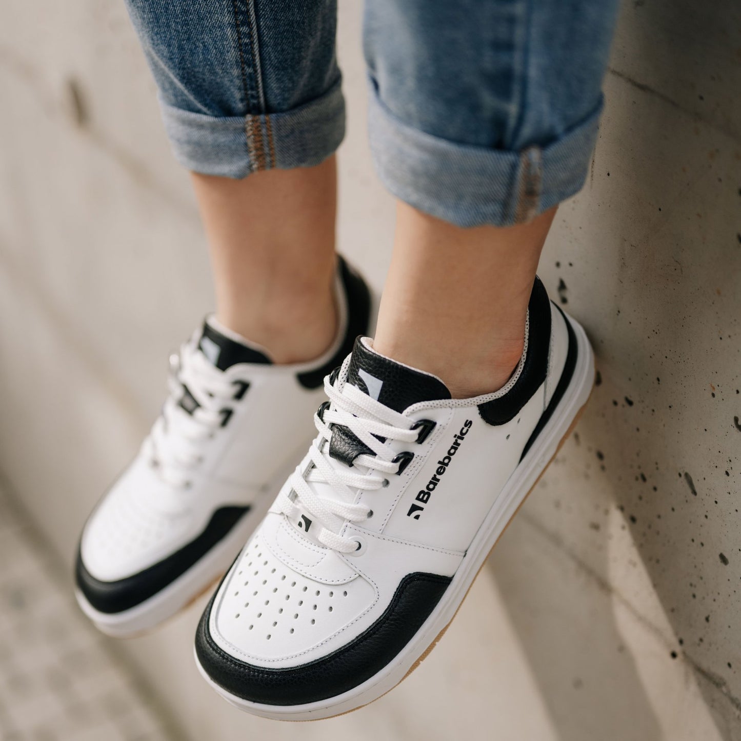 Barebarics Wave - Unisex Sneakers - White and Black and White and Dark Green