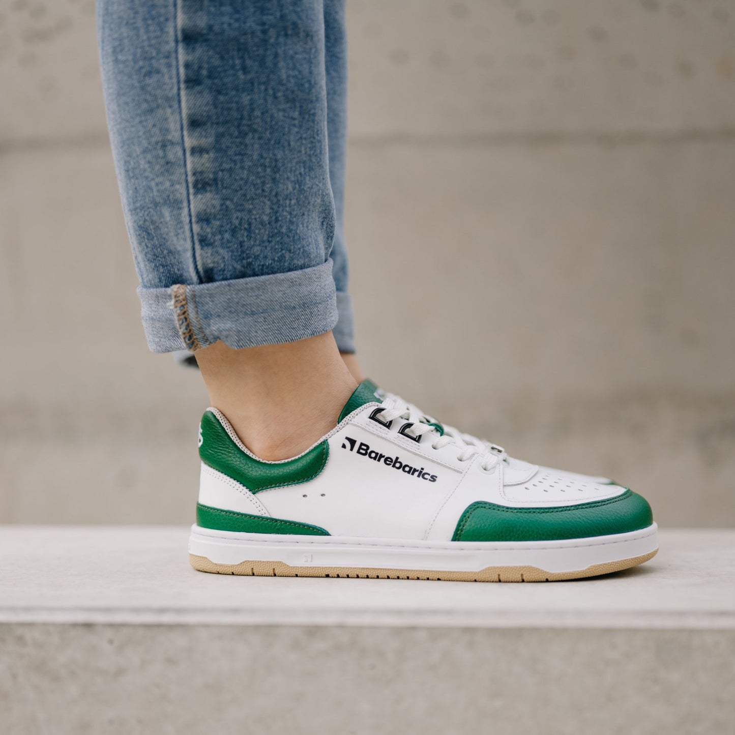 Barebarics Wave - Unisex Sneakers - White and Black and White and Dark Green