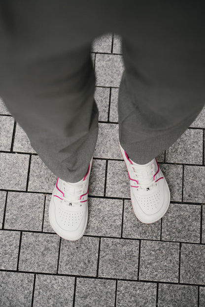 Barebarics Arise - Women’s Adult Sneaker - White and Raspberry Pink